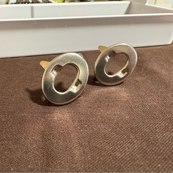 2 pieces NICKEL Vintage Coach Turnlock Faces Replacement Parts Hardware - Picture 1 of 10